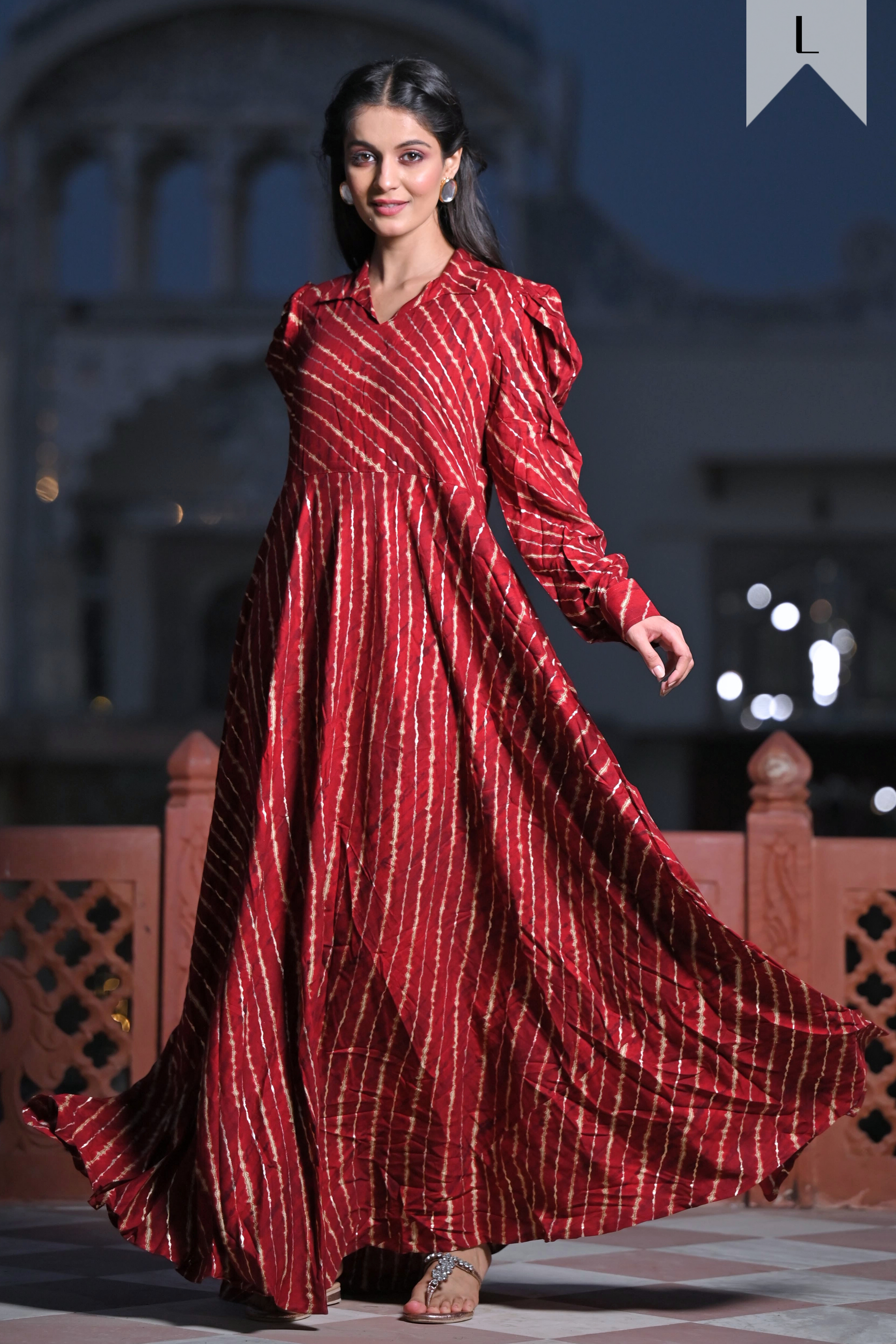 Buy Plus Size ​Foiled Accent Maroon Rayon Dress At Apella | Sizes XS to 10 XL | India | Free Delivery | Customized