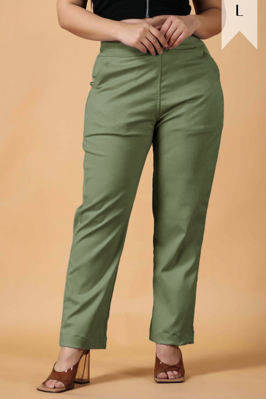 Olive Premium Cotton Lycra Pant