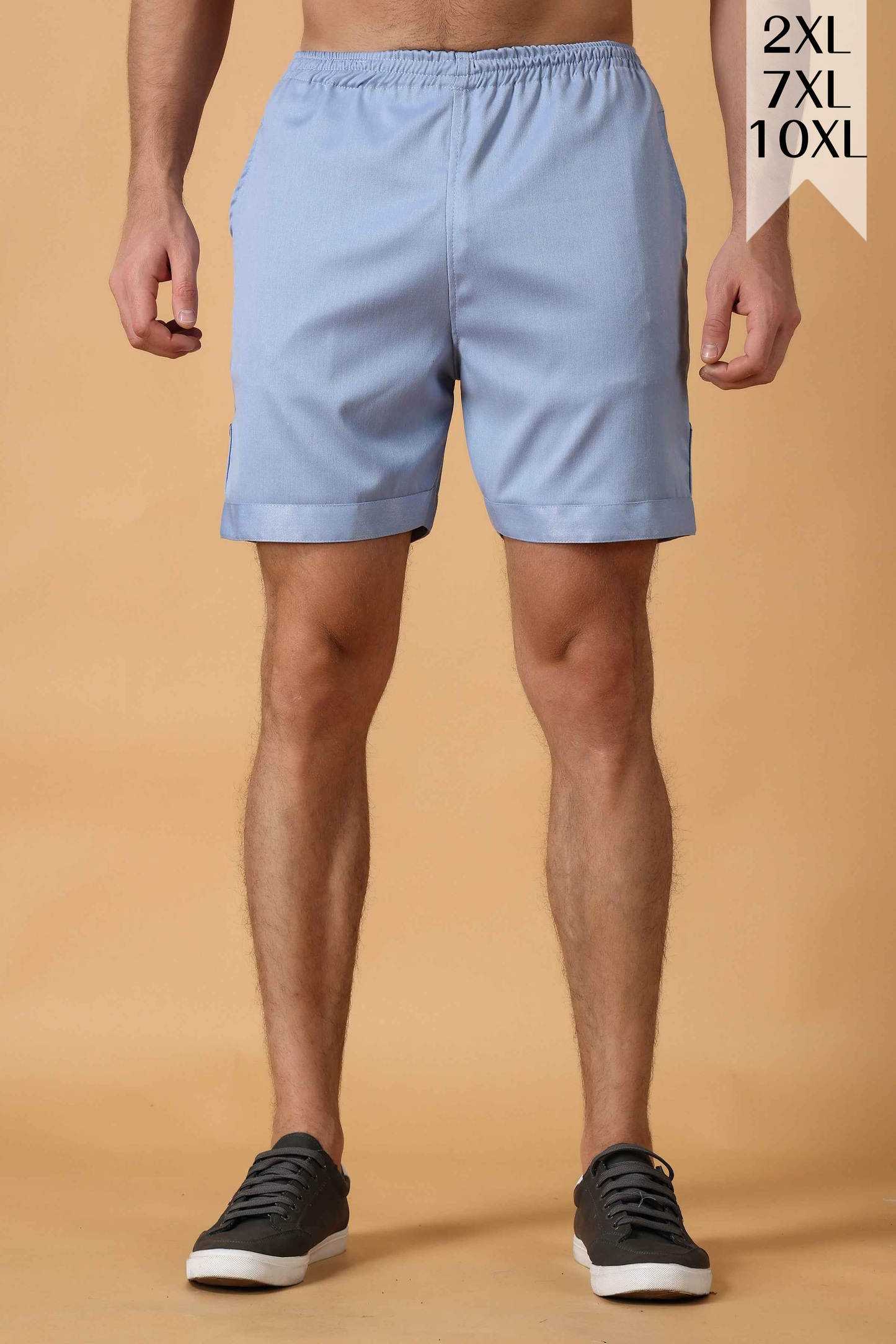 Powder Blue Cotton Lycra Shorts