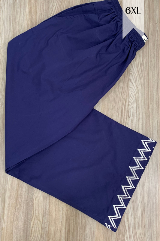 Navy Blue Embellished Cotton Palazzo