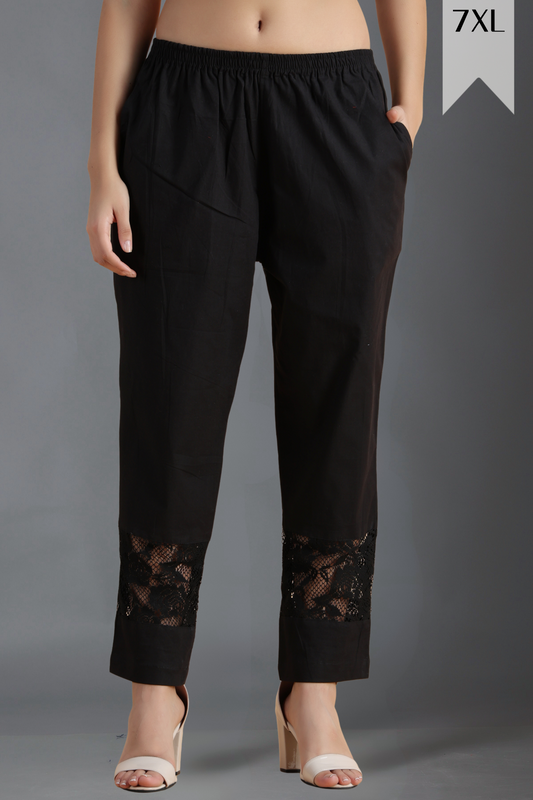 Buy Plus Size ​Light's Out Detailed Cotton Pants At Apella | Sizes XS to 10 XL | India | Free Delivery | Customized