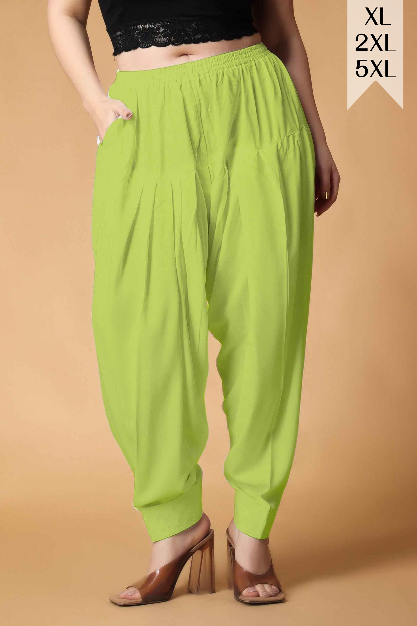 Neon Green Pleated Cotton Salwar