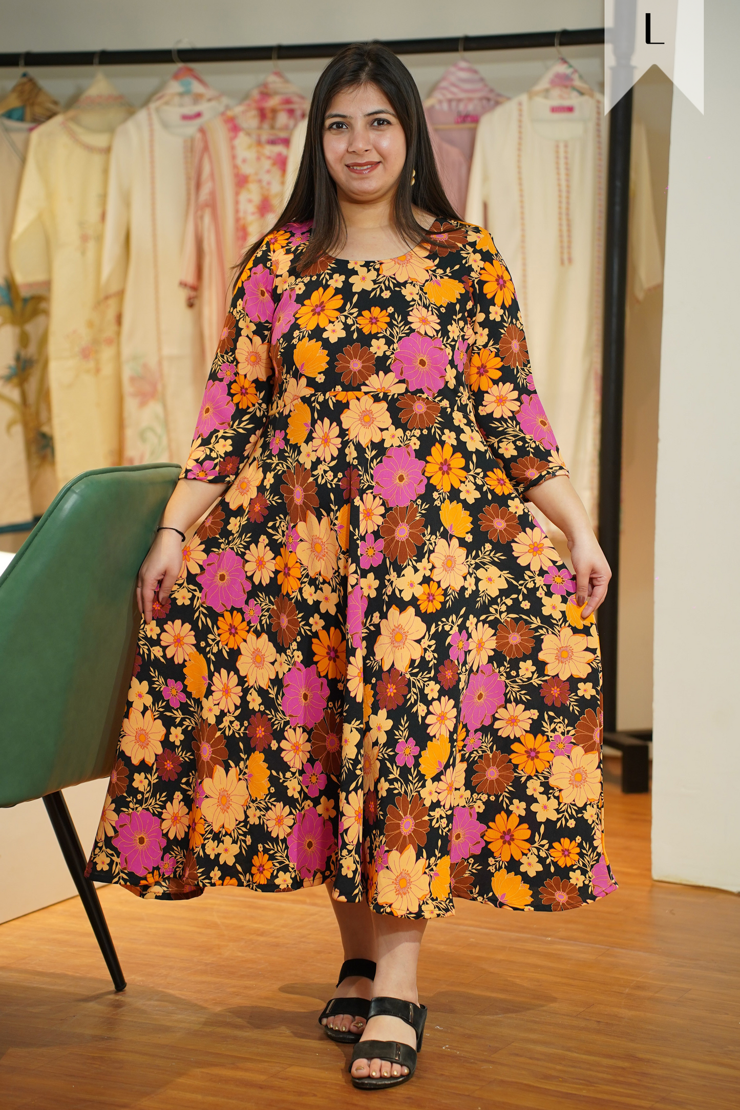 Peachy Petal Floral Maxi Dress