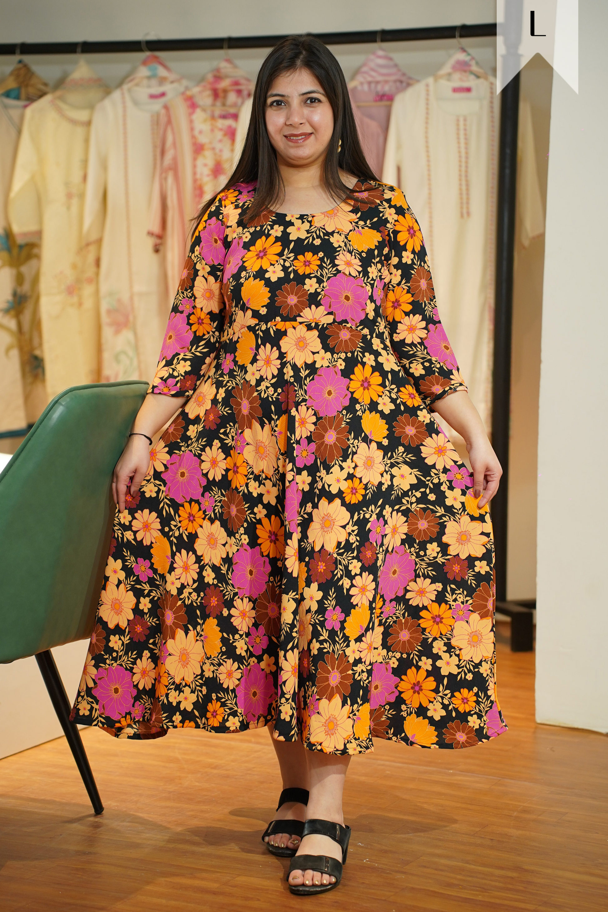 Peachy Petal Floral Maxi Dress