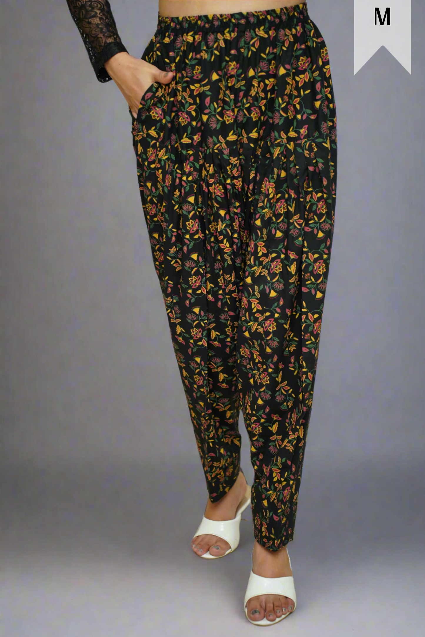 Black Floral Rayon Salwar