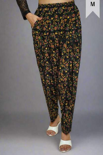 Black Floral Rayon Salwar