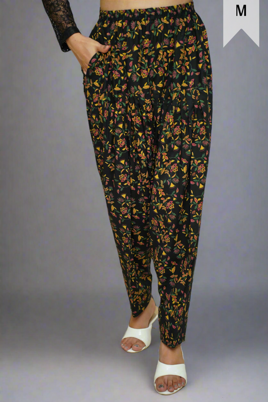 Black Floral Rayon Salwar