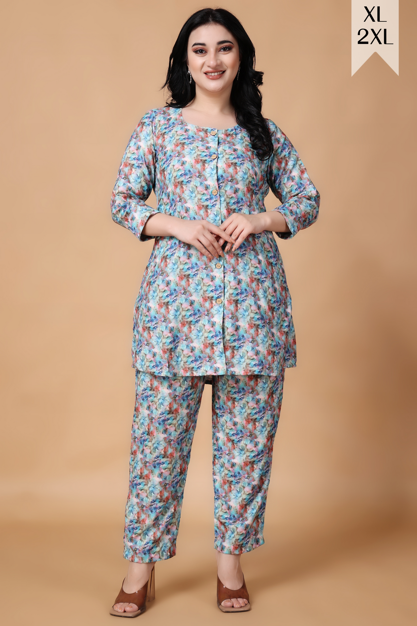 Buy Plus Size ​Vintage Melody Modal Co-ord Set At Apella | Sizes XS to 10 XL | India | Free Delivery | Customized