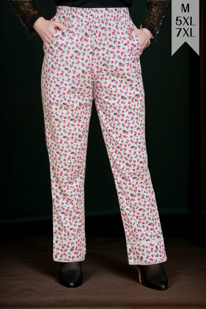 Pink Bloomy Cotton Pants