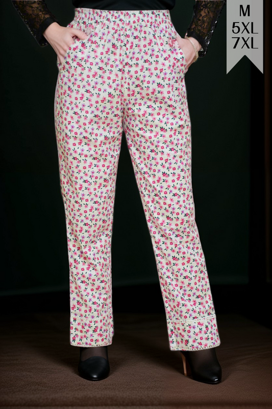 Pink Bloomy Cotton Pants