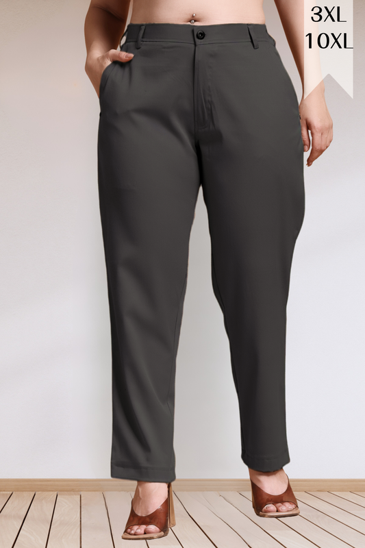 Smoke Black Stretch Formal Trousers