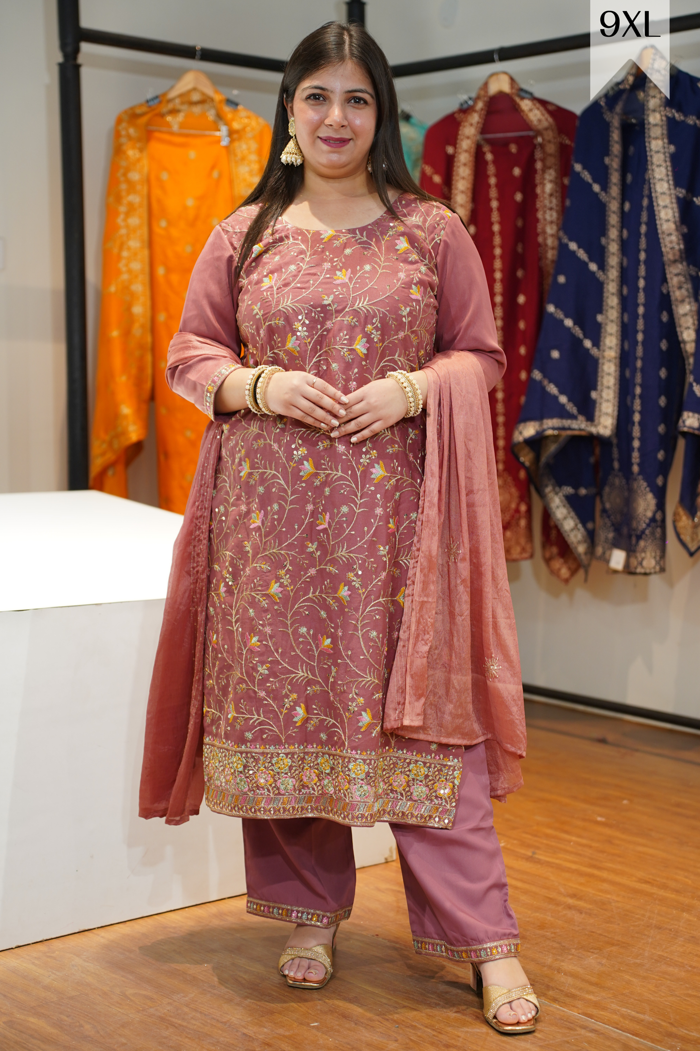 Onion Blush Embroidered Fancy Suit