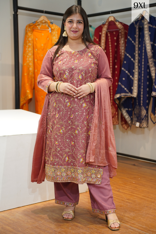 Onion Blush Embroidered Fancy Suit