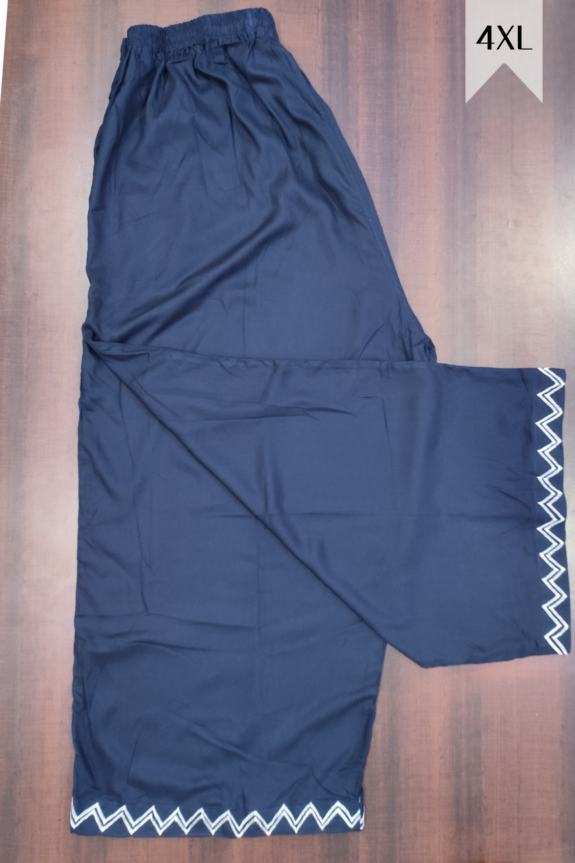 Navy Blue  Embroidered Rayon Palazzo