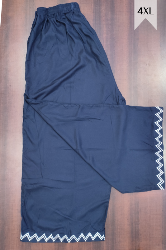 Navy Blue  Embroidered Rayon Palazzo