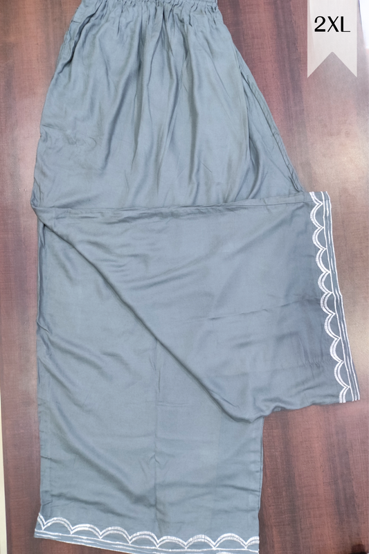 Grey Detailed Rayon Palazzo
