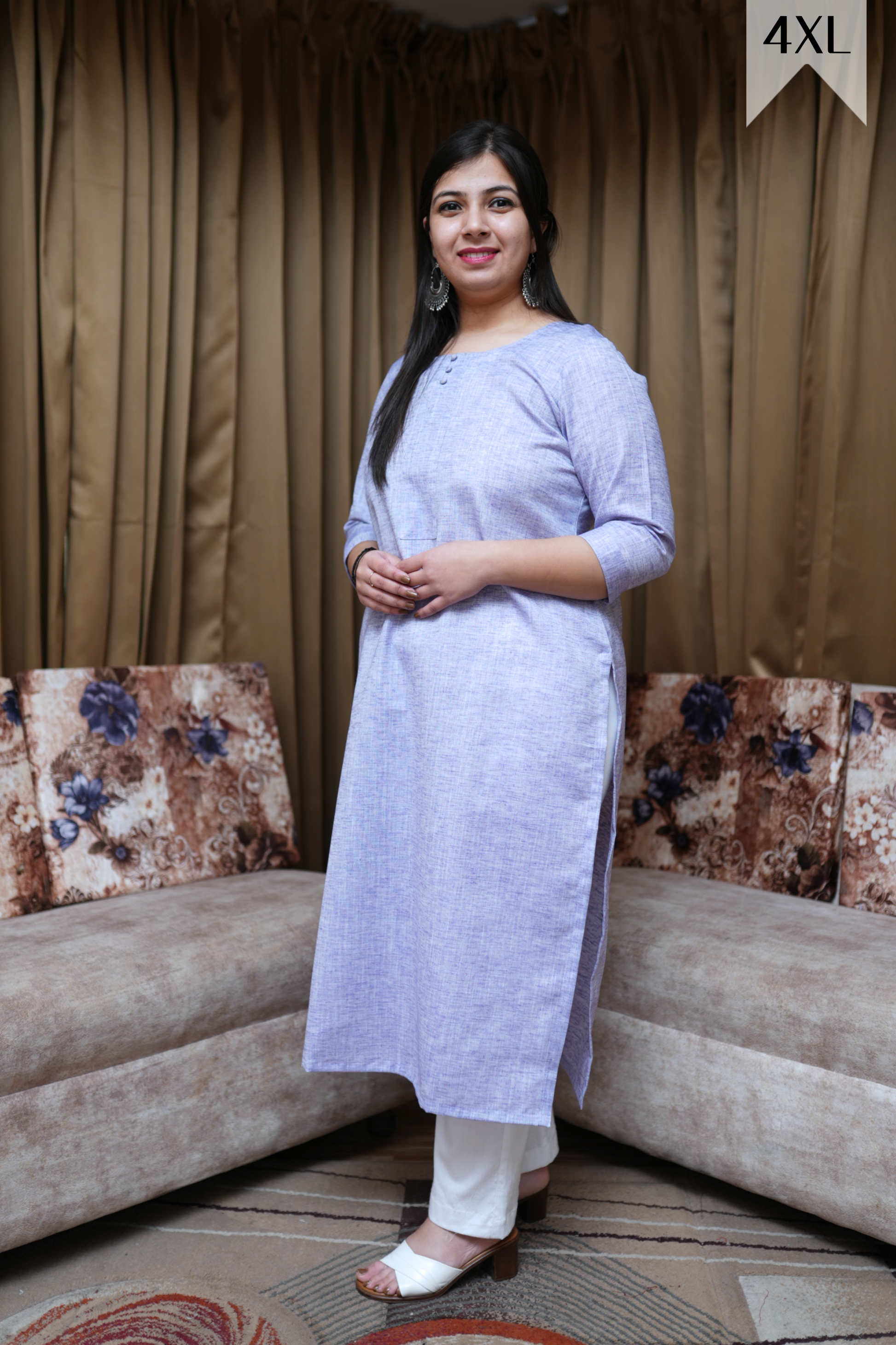 Buy Plus Size ​Mauve Mirage Textured Kurta At Apella | Sizes XS to 10 XL | India | Free Delivery | Customized