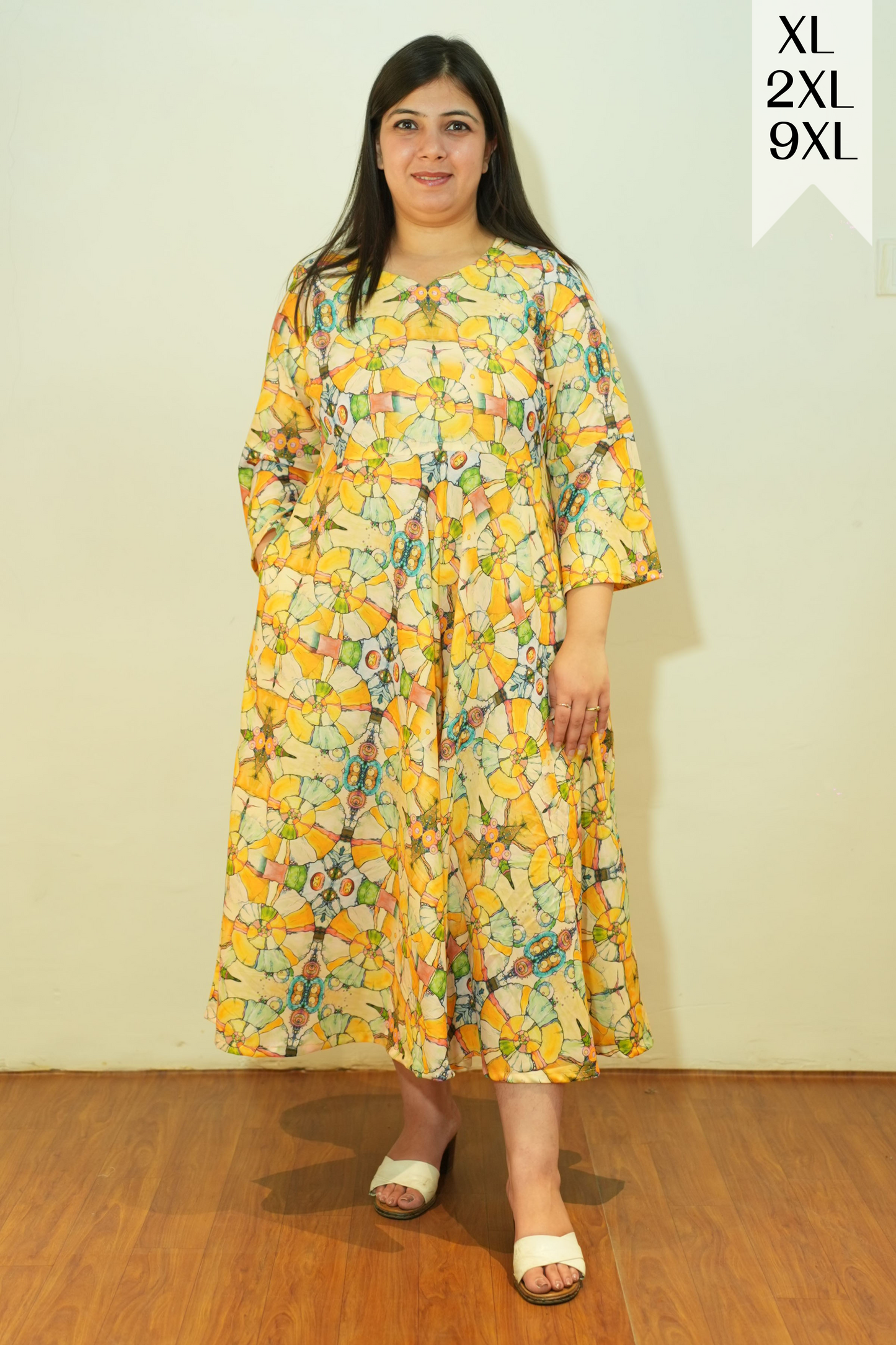 Neon Yellow Flared Maxi Dress