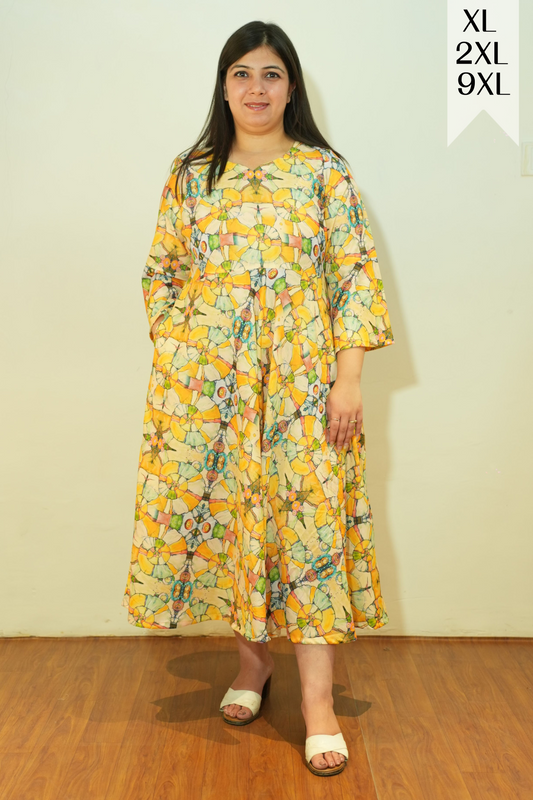 Neon Yellow Flared Maxi Dress