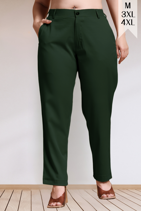 Bottle Green Stretch Formal Trousers