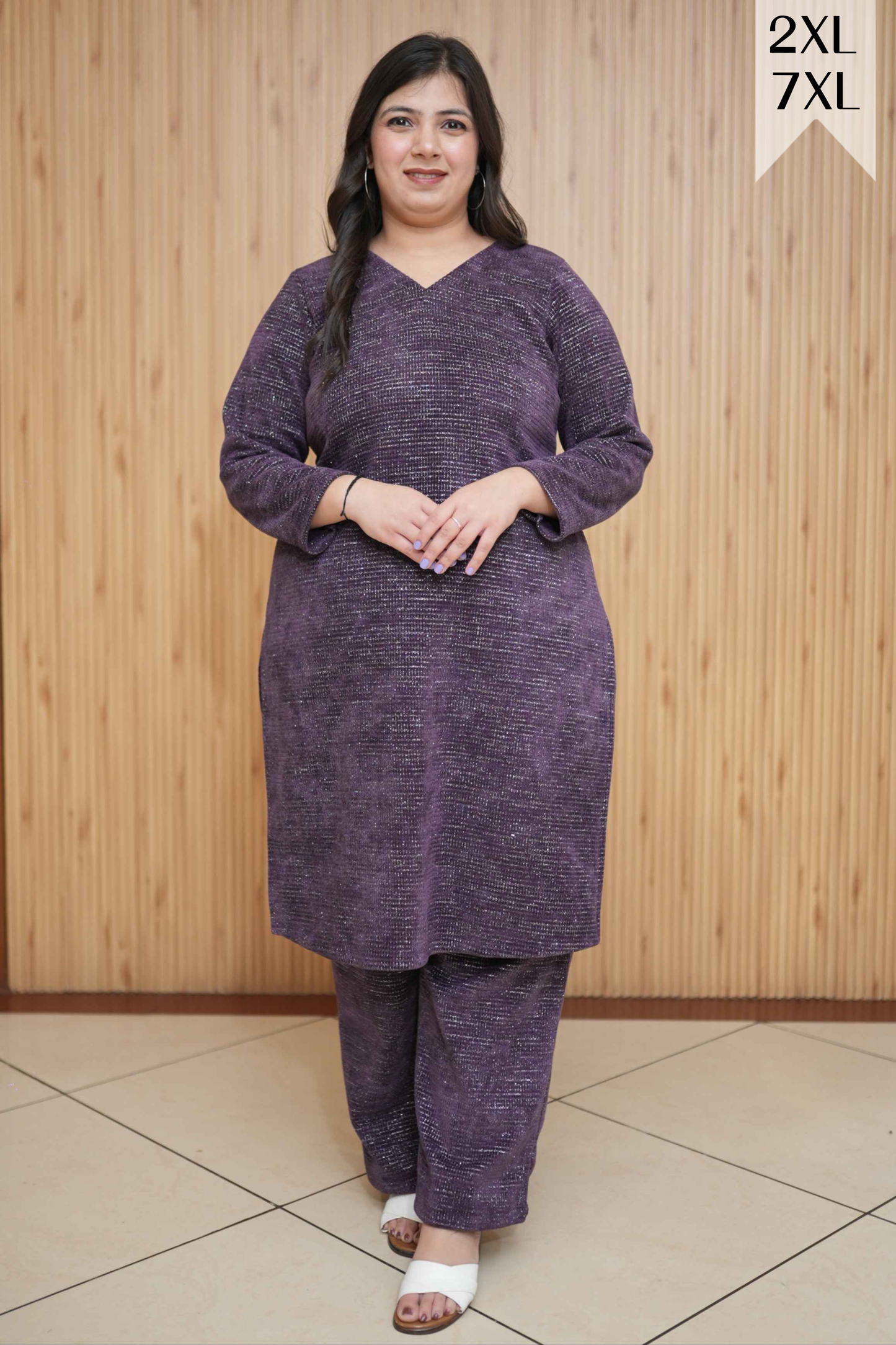 Purple Sparkle Knitted Suit Set