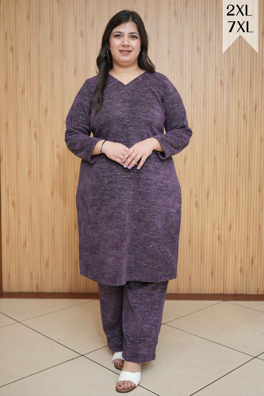 Purple Sparkle Knitted Suit Set