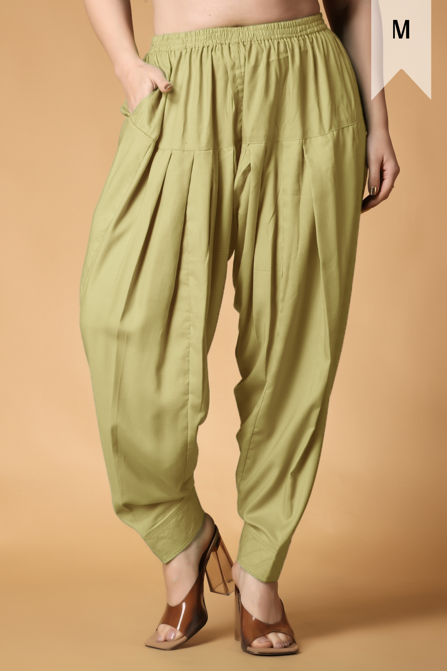 Light Beige Rayon Pleated Salwar