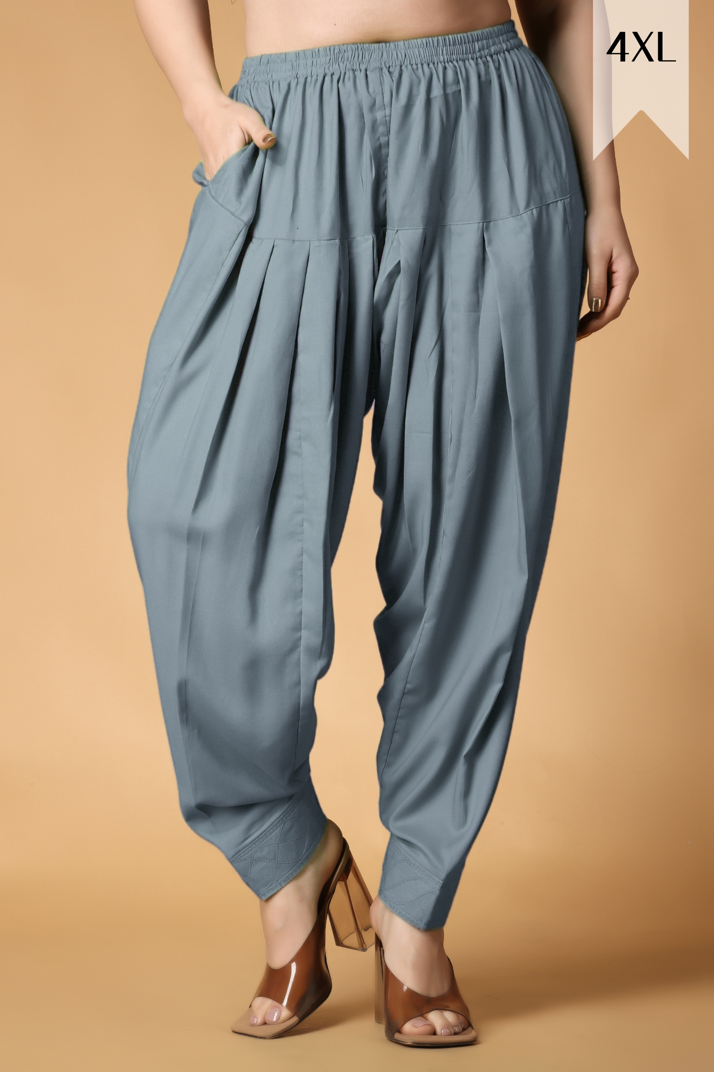 Light Grey Pleated Rayon Salwar