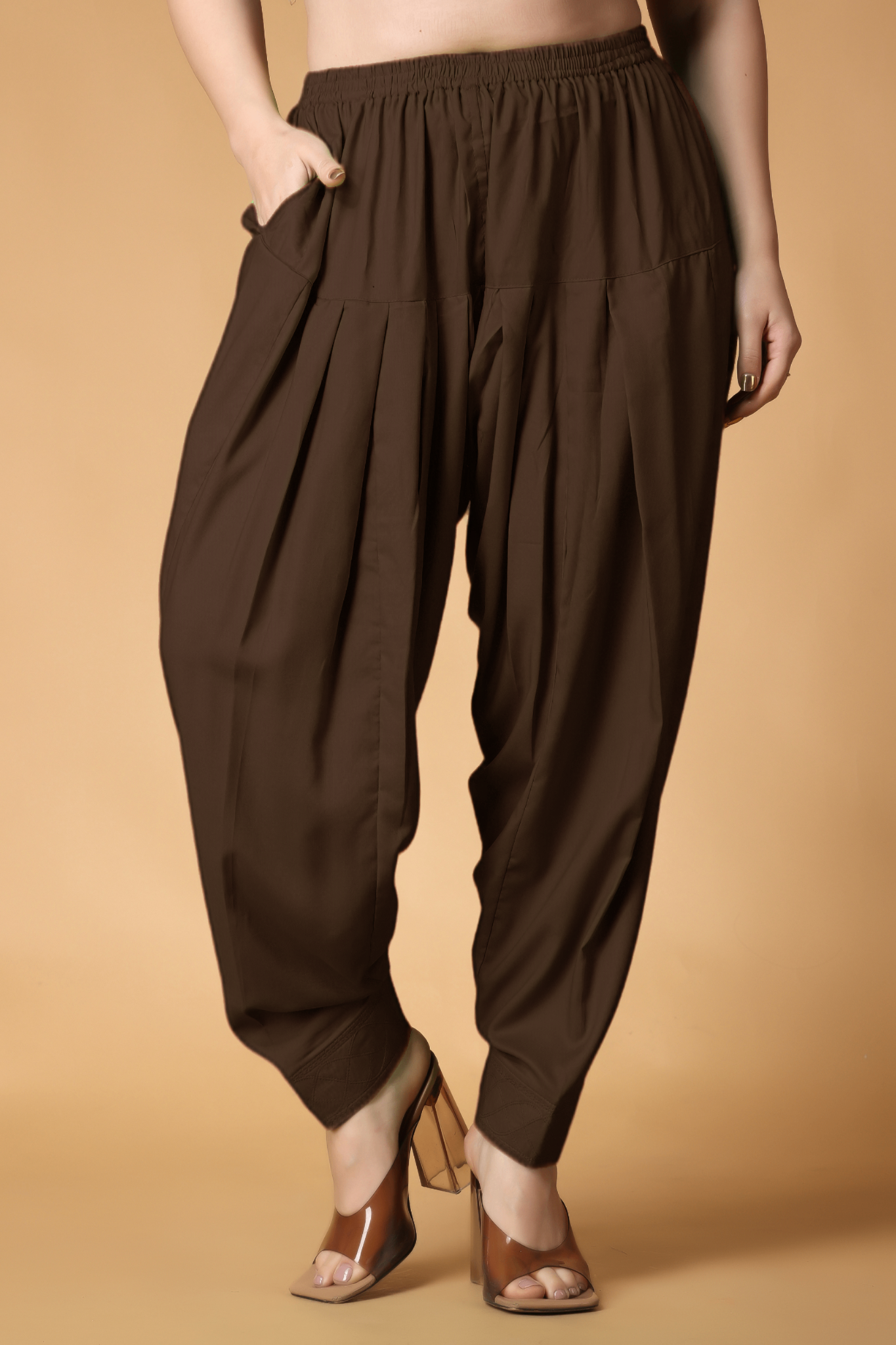 Coffee Rayon Pleated Salwar
