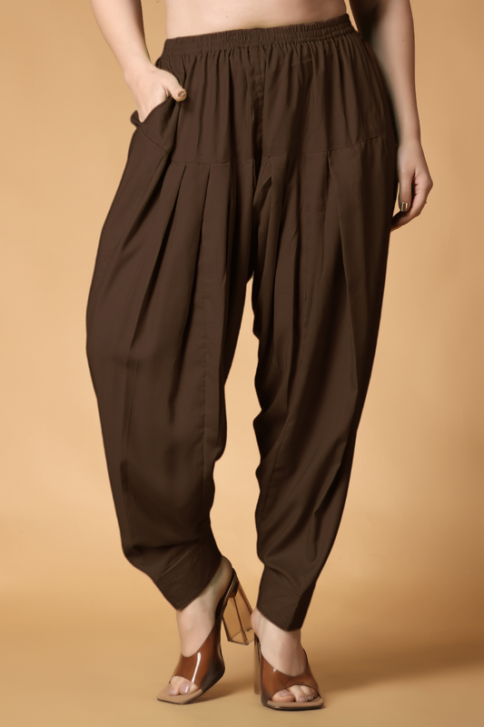 Coffee Rayon Pleated Salwar