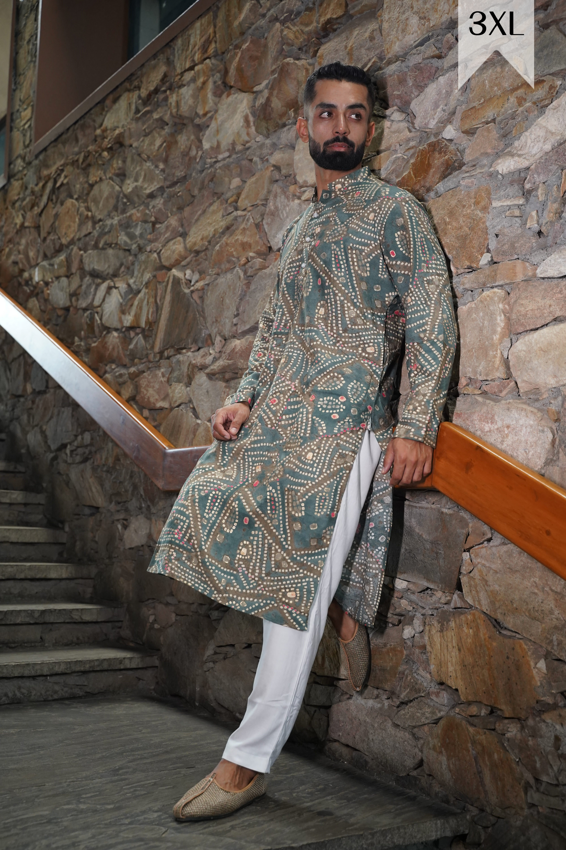 Buy Plus Size ​Neutrals Aglow Foiled Kurta At Apella | Sizes XS to 10 XL | India | Free Delivery | Customized