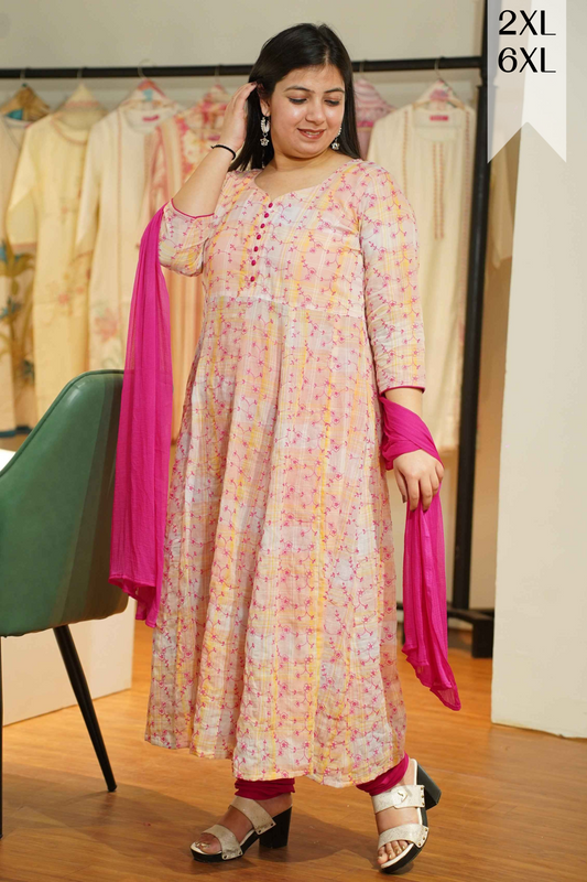 Rosy Glow Embroidered Anarkali Set