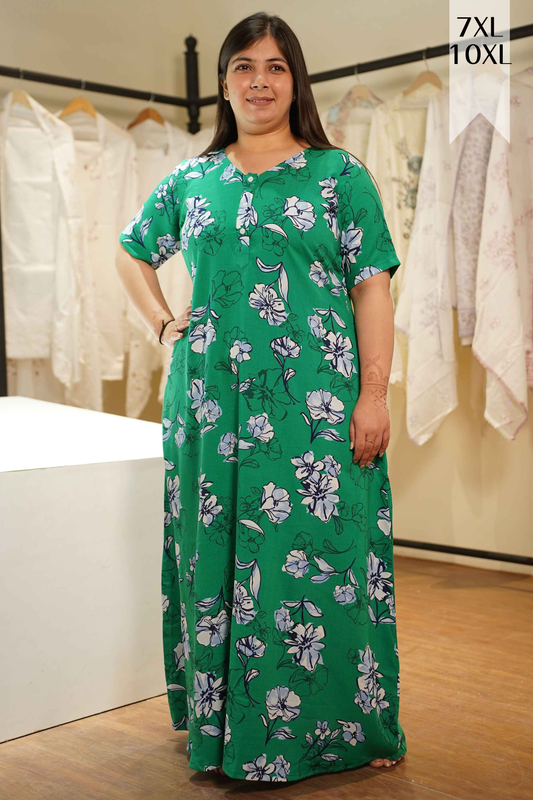 Greeny Splash Rayon Night Gown