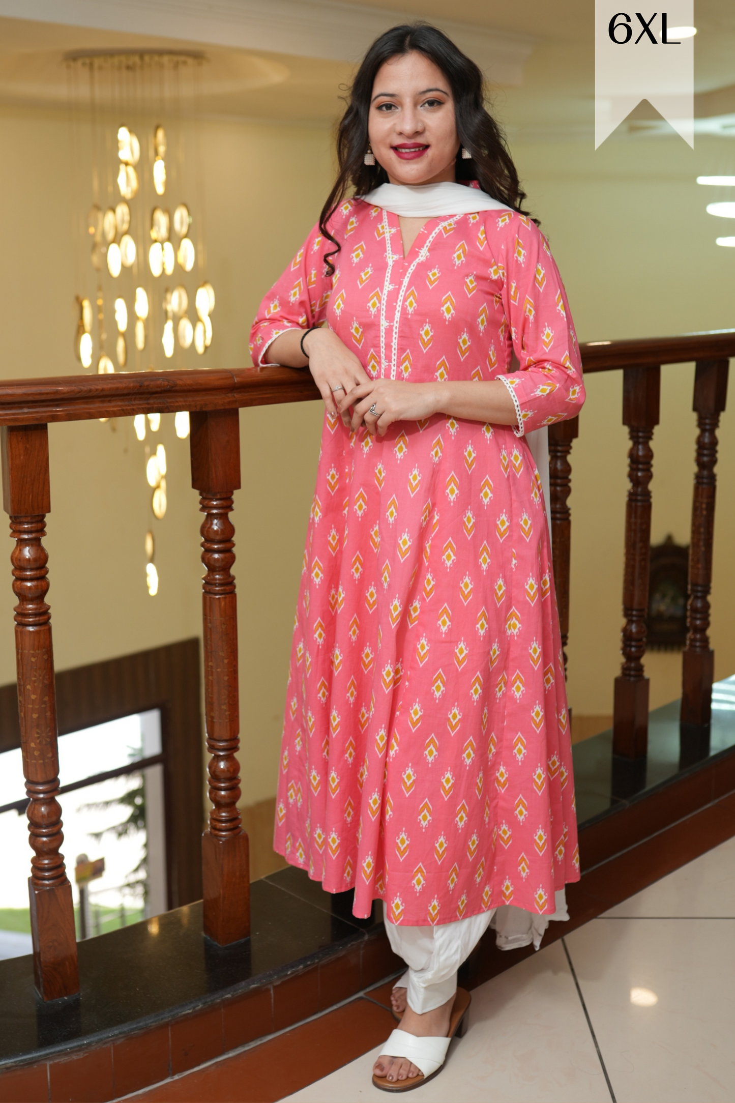 Buy Plus Size ​Roseate Charm Cotton Anarkali Set At Apella | Sizes XS to 10 XL | India | Free Delivery | Customized