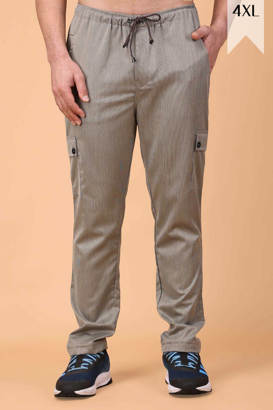 Beige Textured Stretch Cargo