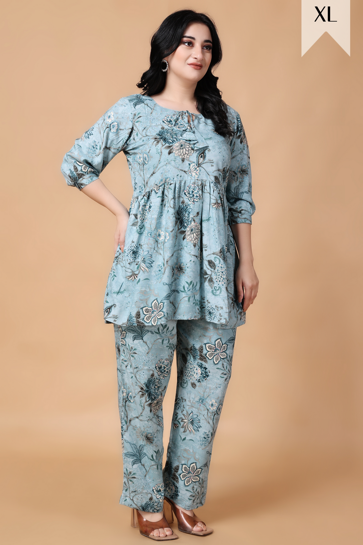 Buy Plus Size ​Spring Time Peplum Co-ord Set At Apella | Sizes XS to 10 XL | India | Free Delivery | Customized