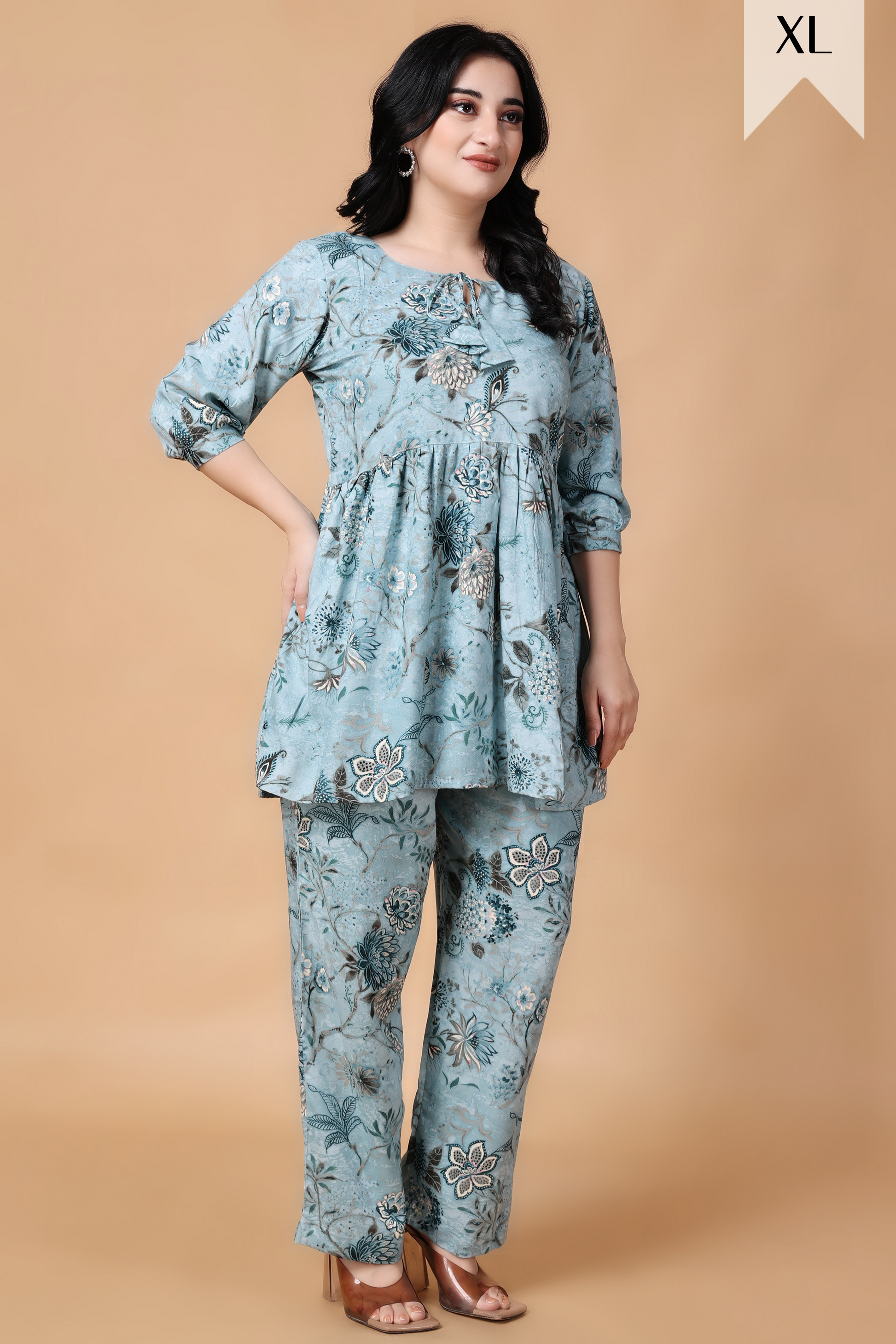 Buy Plus Size ​Spring Time Peplum Co-ord Set At Apella | Sizes XS to 10 XL | India | Free Delivery | Customized