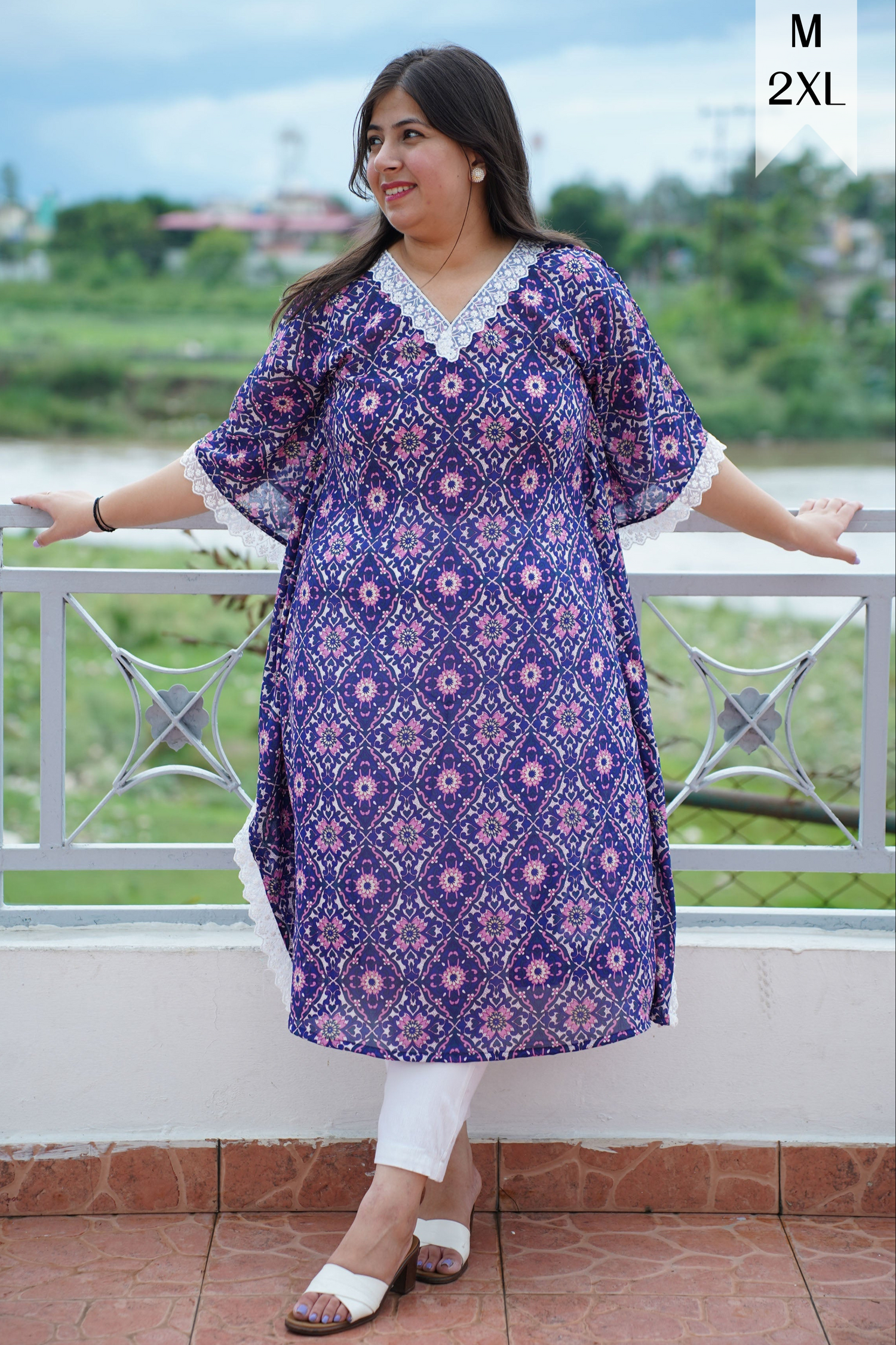 Indigo Shimmer Foiled Kaftan