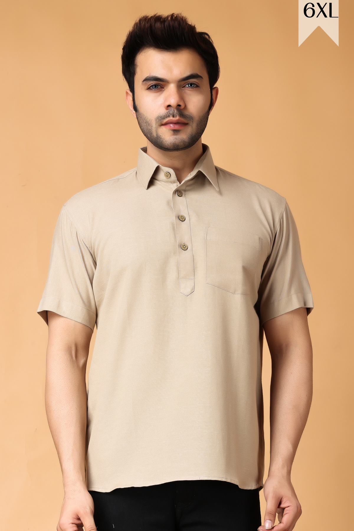 Buy Plus Size ​Earthy Cotton Linen Short Kurta At Apella | Sizes XS to 10 XL | India | Free Delivery | Customized