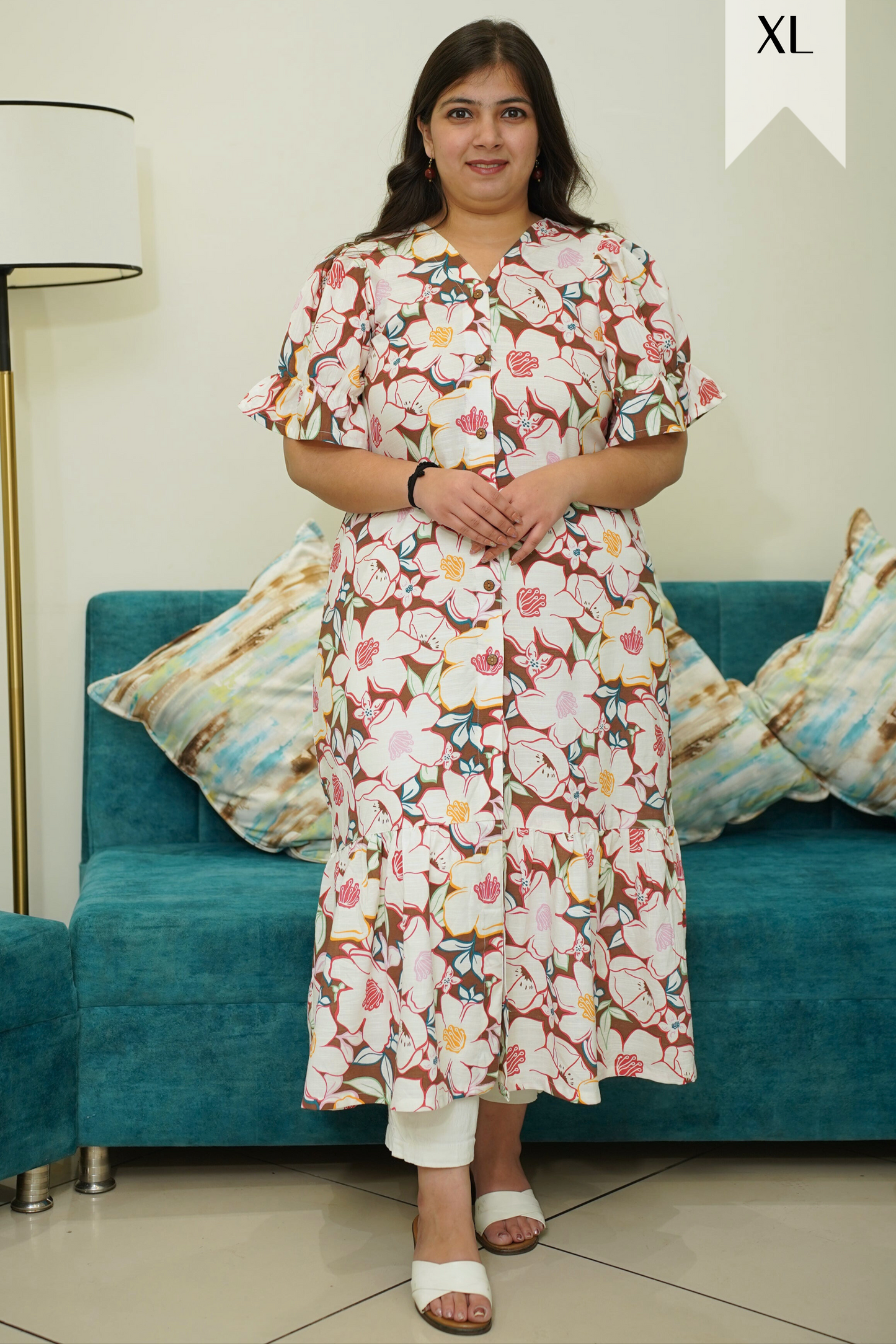 Tropical Flair Floral A-Line Dress