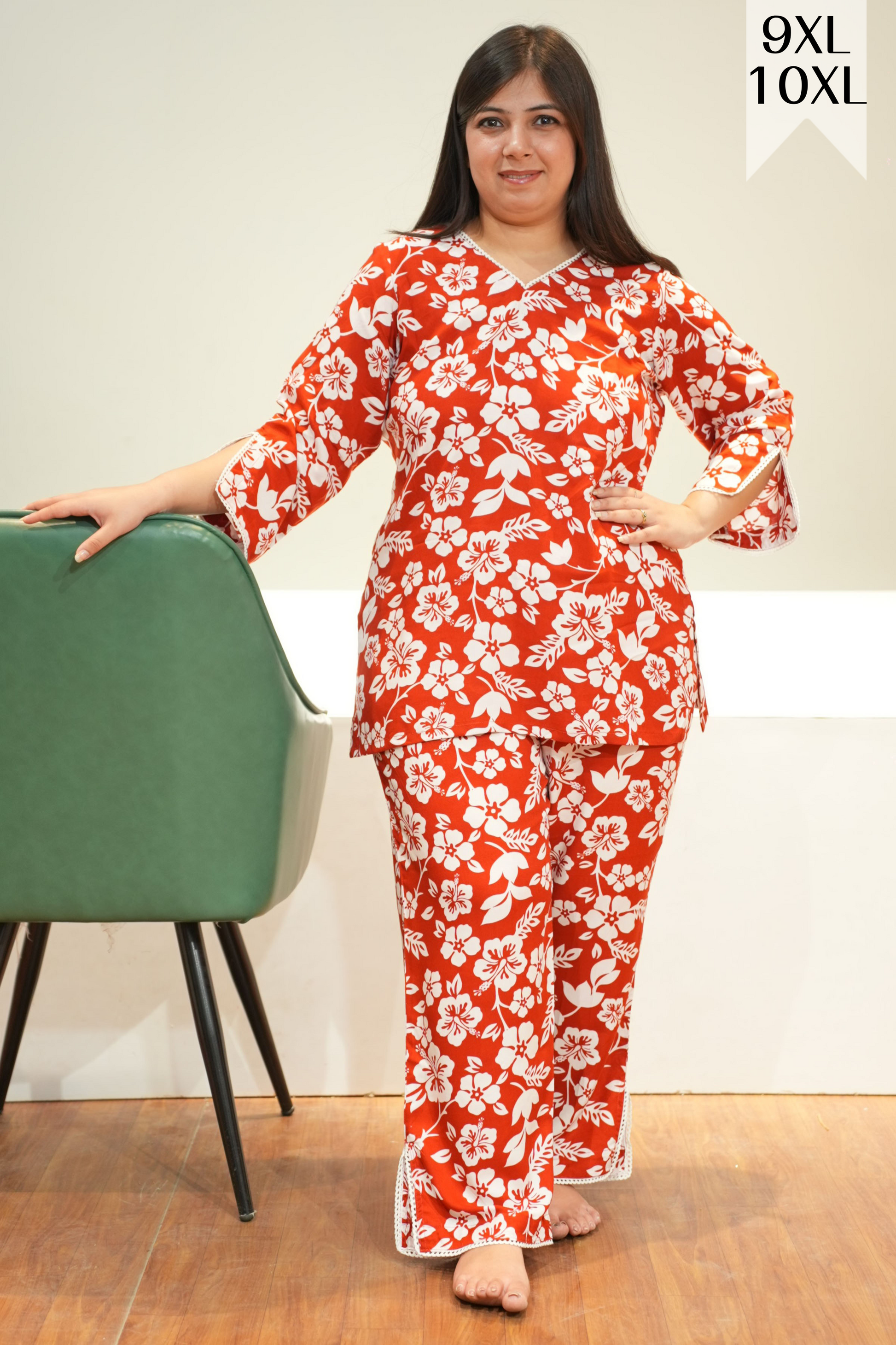Rosewood Floral Rayon Night Suit
