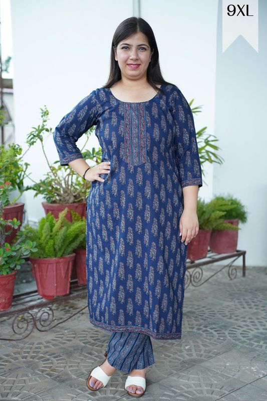 Indigo Aura Block Printed Suit Set