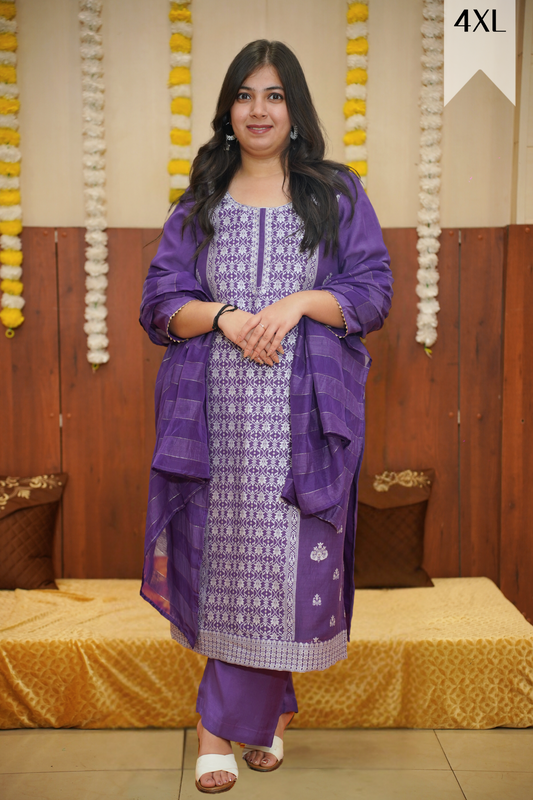 Purple Opulence Jacquard Linen Suit