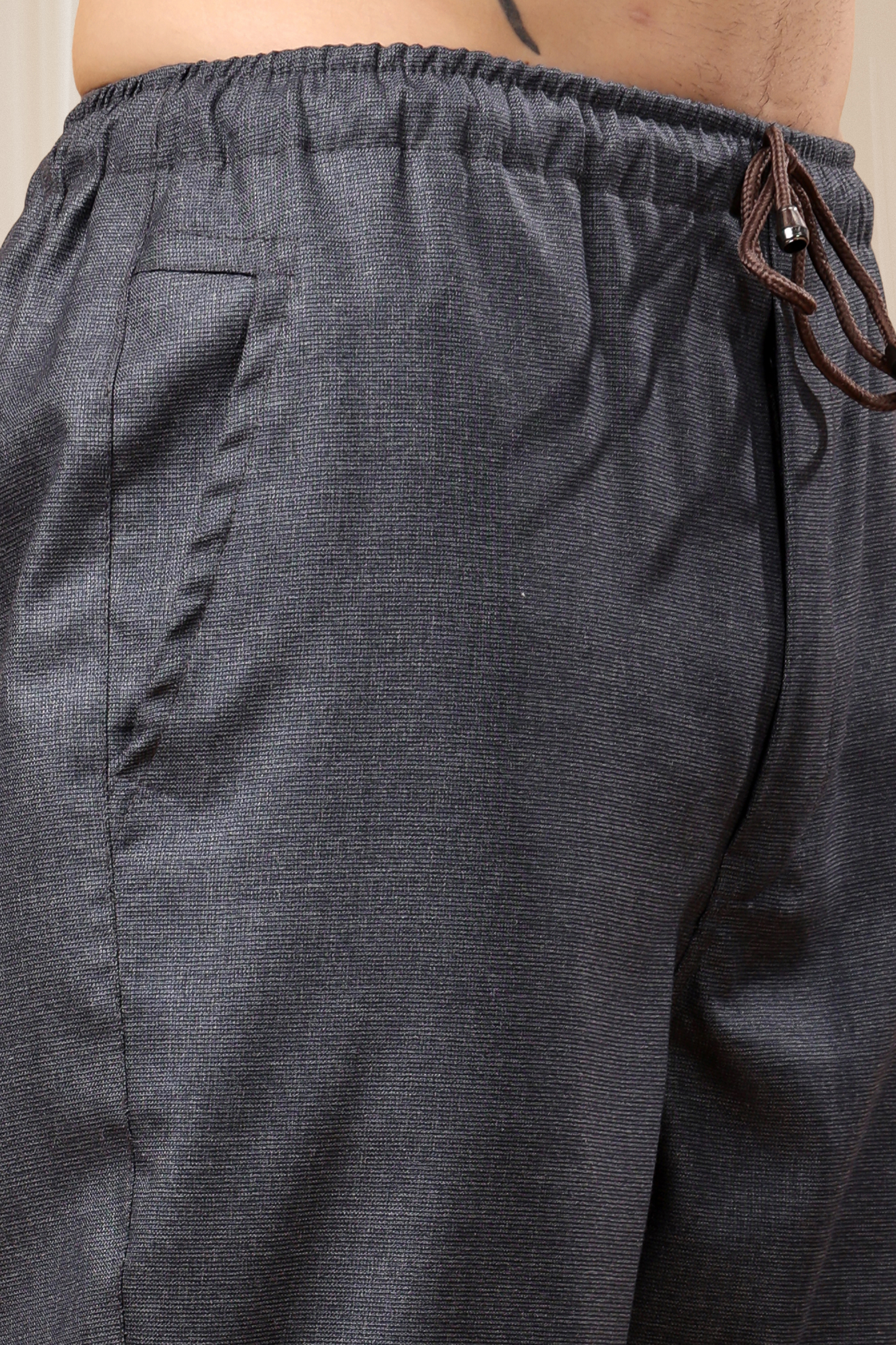 Dark Grey Textured Stretch Cargo