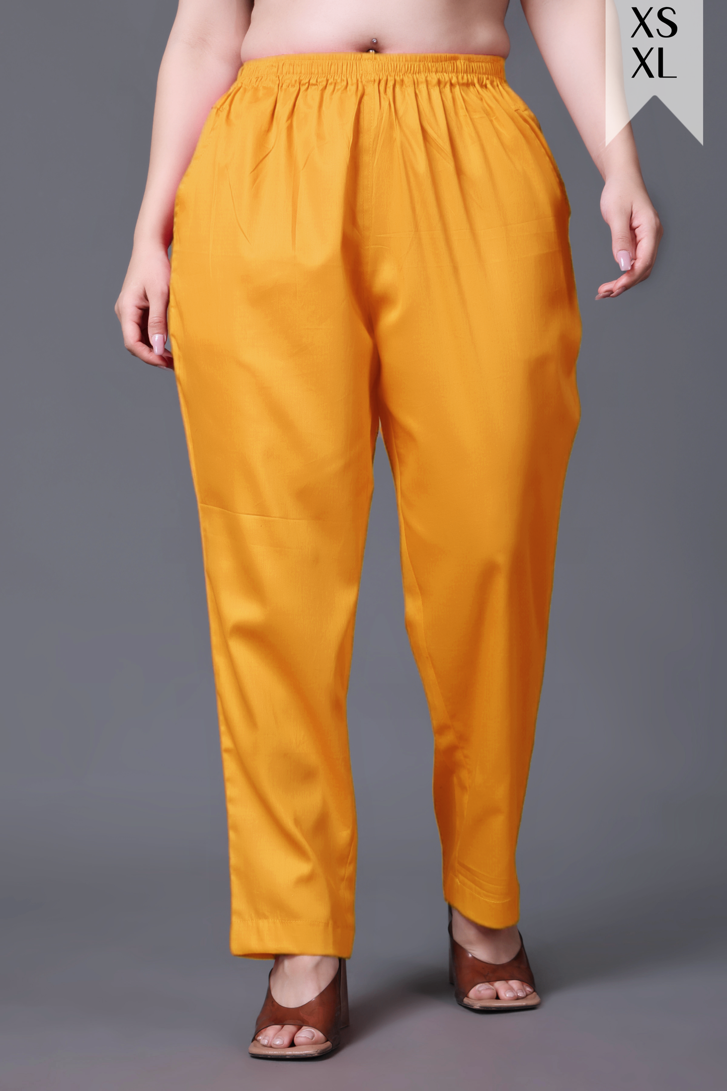 Mustard Cotton Metallic Pant Palazzo