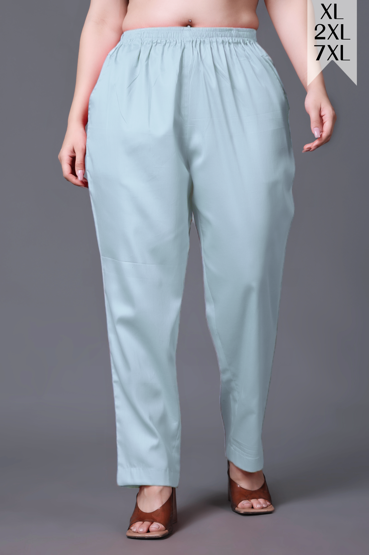 Grey Cotton Metallic Pant Palazzo