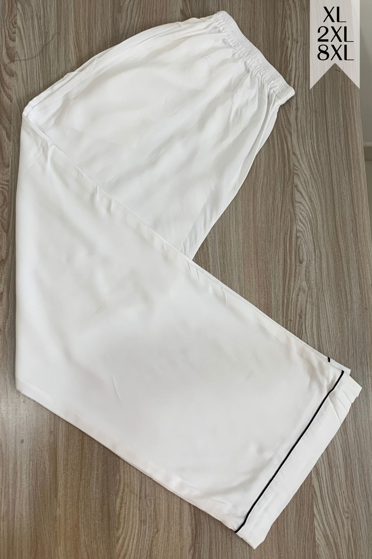 White Detailed Hemline Rayon Palazzo