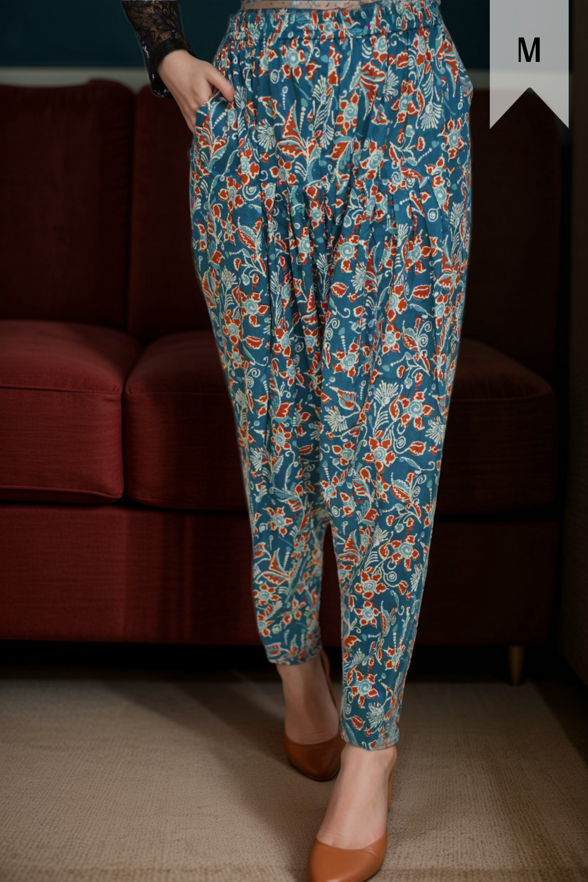 Blue Printed Floral Salwar