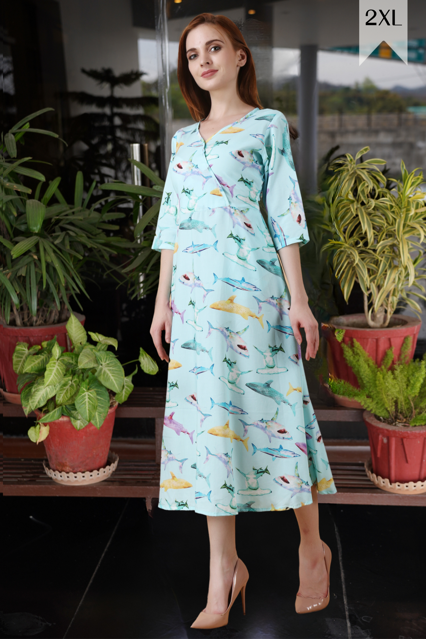 Buy Plus Size ​Into The Sea Dress At Apella | Sizes XS to 10 XL | India | Free Delivery | Customized