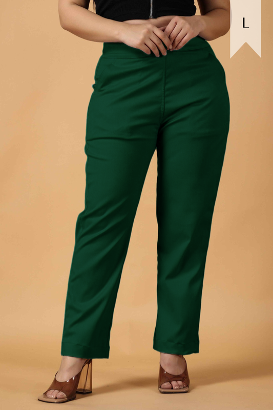 Bottle Green Premium Cotton Lycra Pant